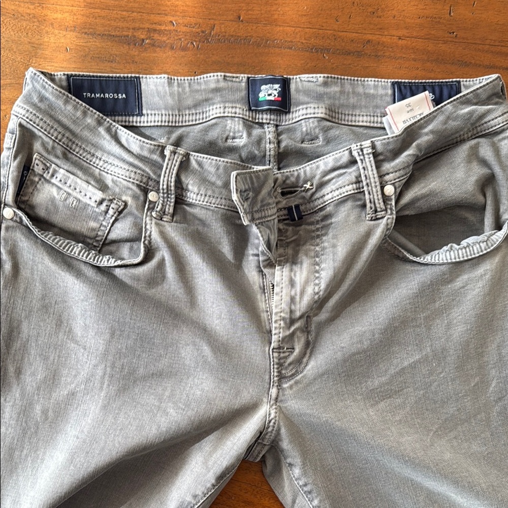 Muted Gray Straight Jeans with Washed Look